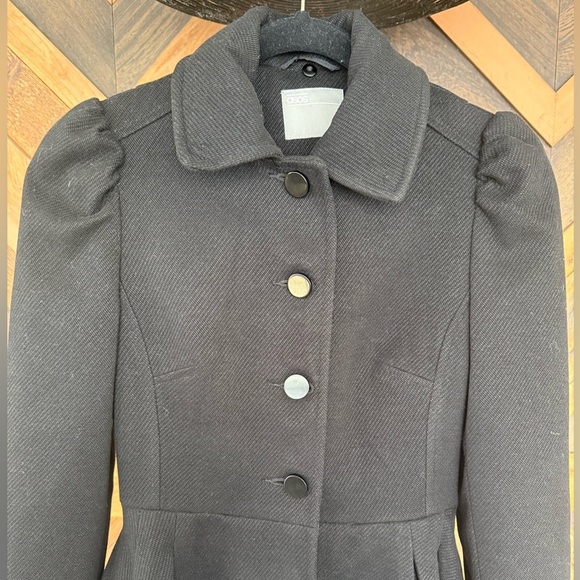 ASOS Black Trench Peacoat Skater Coat Size 4 - Picture 2 of 7